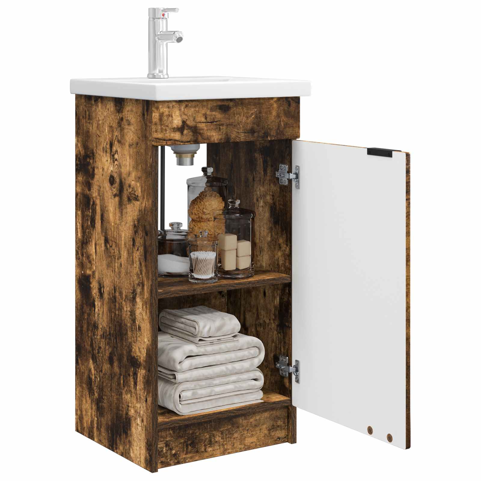 Gabinete de banheiro com pia carvalho fumado 42 x 40 x 84,5 cm