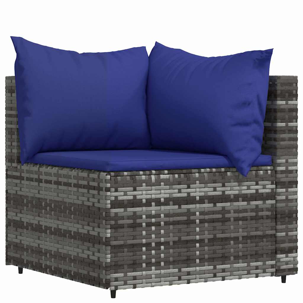 4 Pcs conjunto lounge de jardim c/ almofadões vime PE cinzento