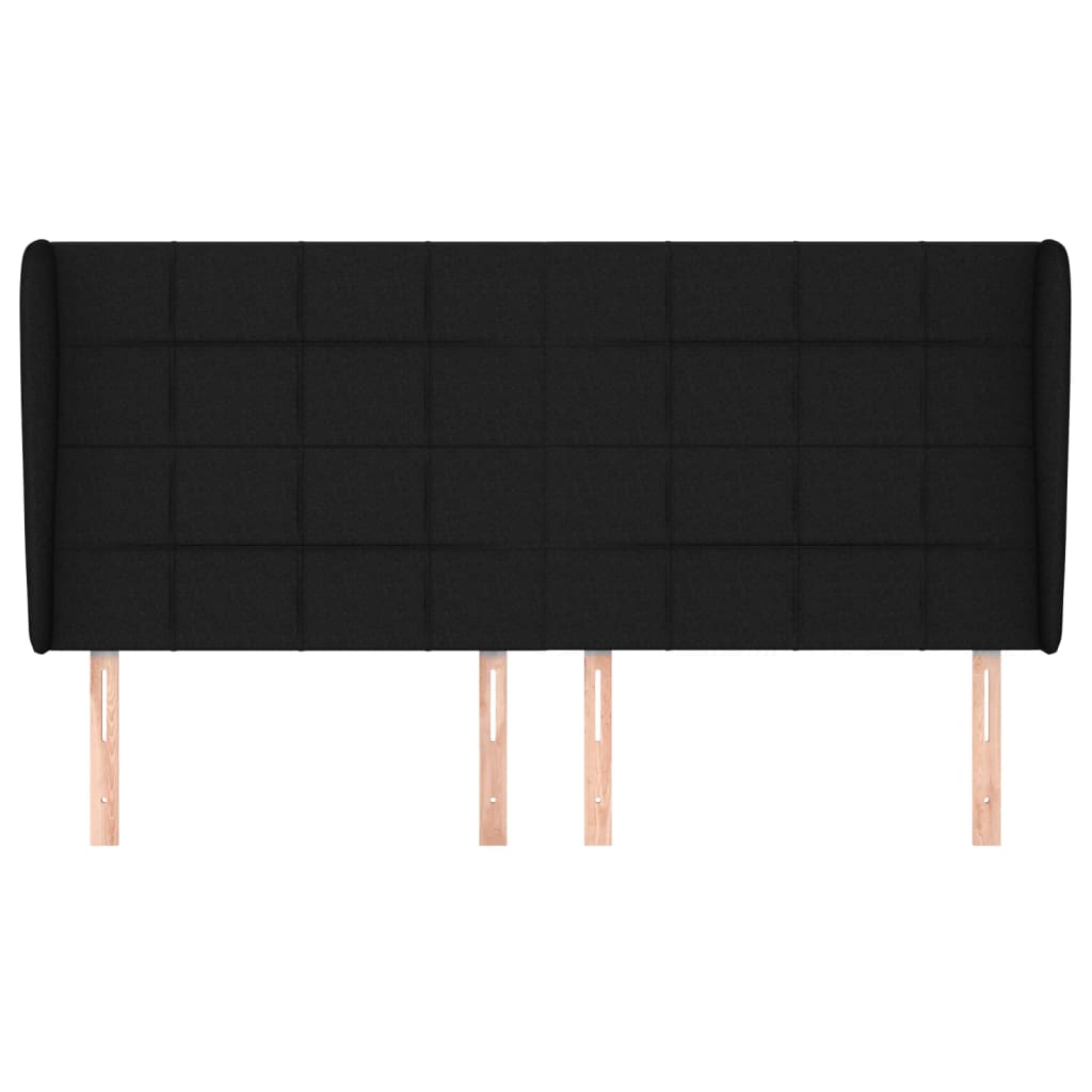 Cabeceira de cama c/ abas tecido 203x23x118/128 cm preto
