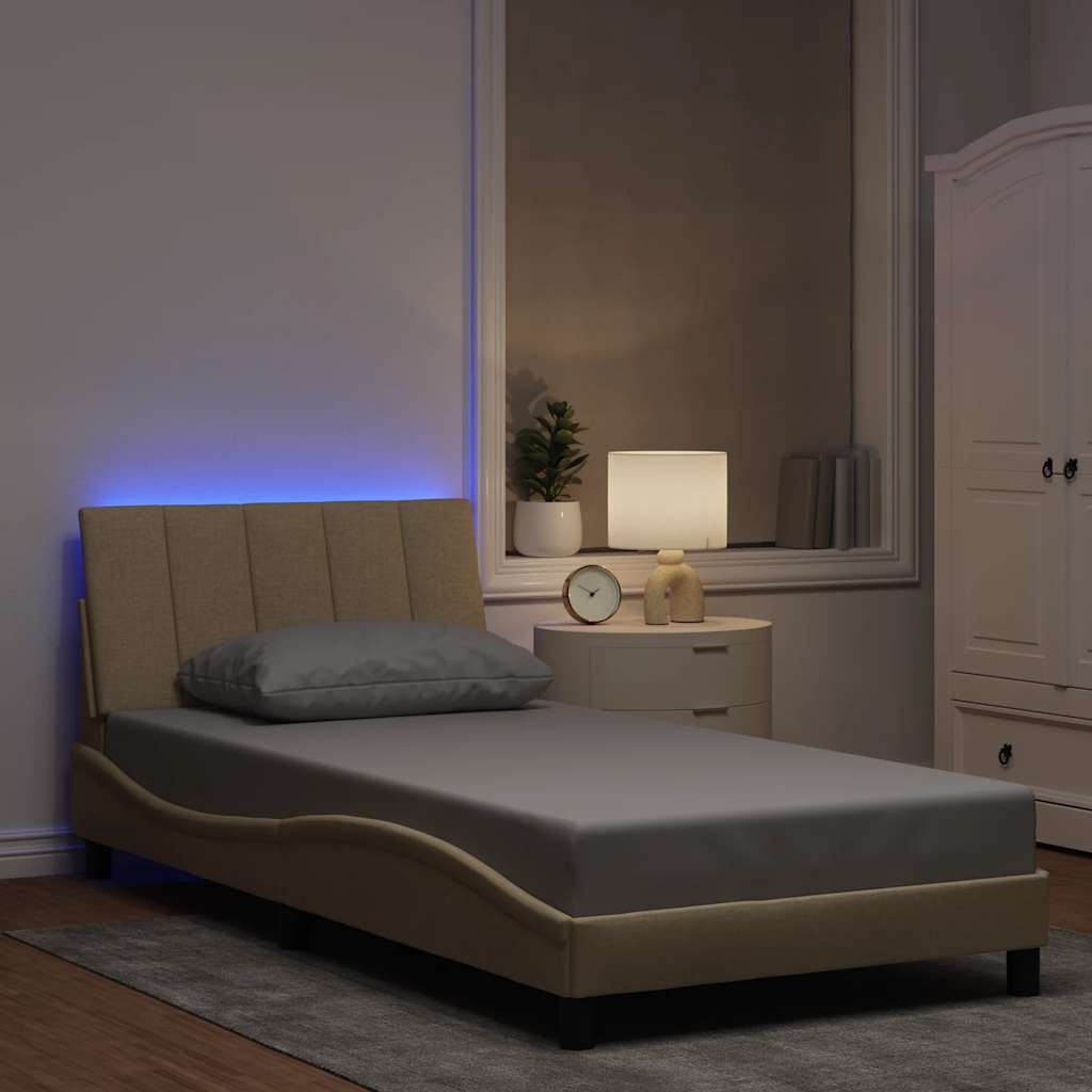 Estrutura de cama sem colchão hanko 100x200 cm tecido cor creme
