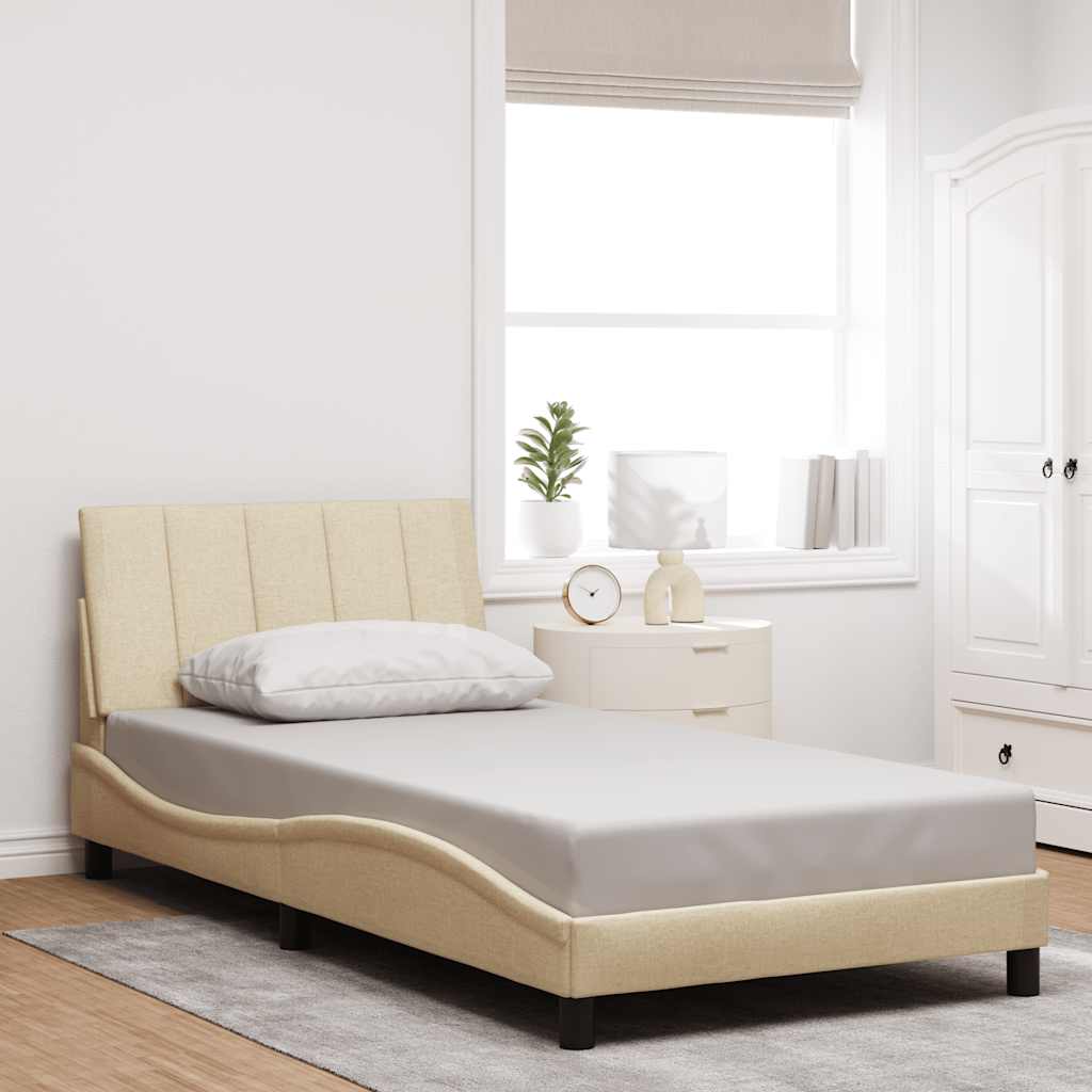 Estrutura de cama sem colchão hanko 100x200 cm tecido cor creme