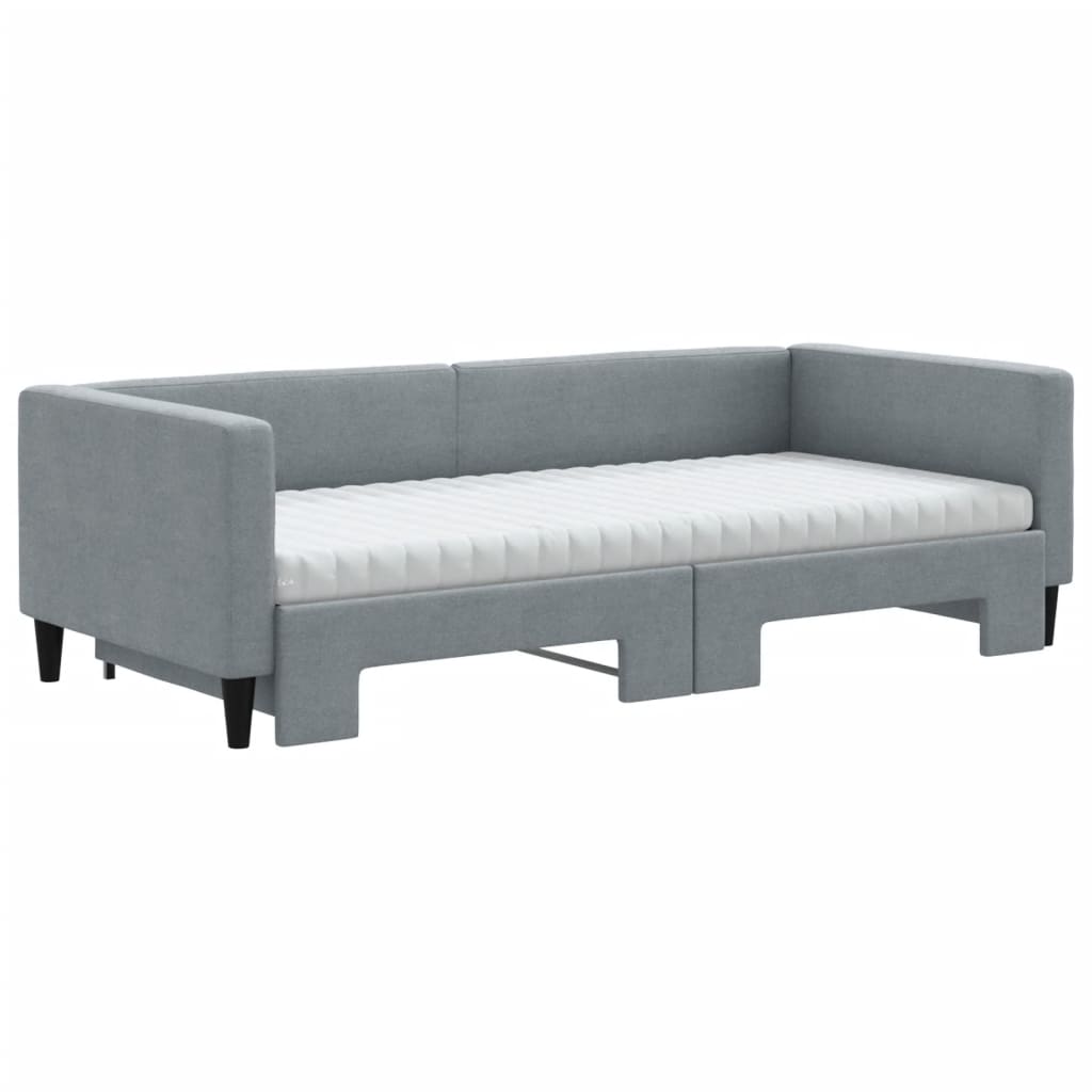 Sofá-cama c/ gavetão e colchões 90x200 cm tecido cinzento-claro