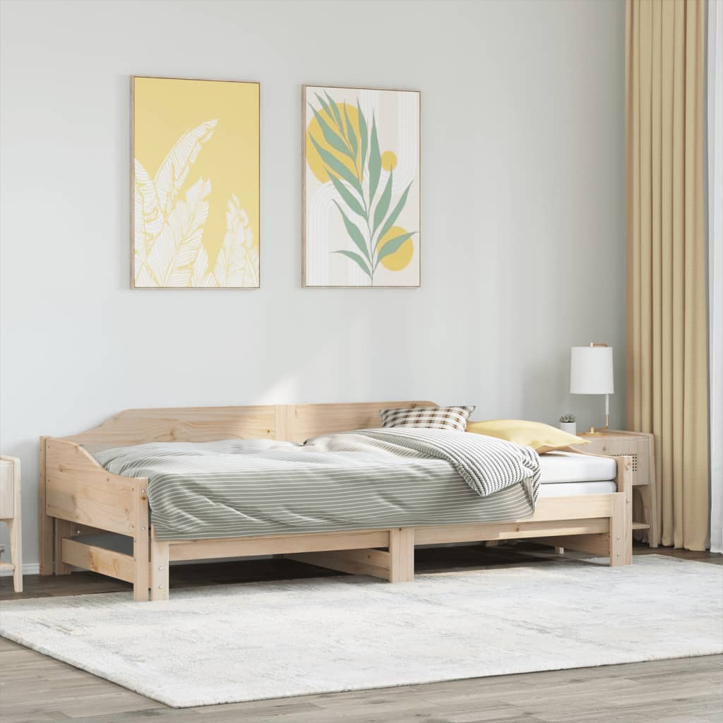 Sofá-cama com gavetão 90x190 cm madeira de pinho maciça