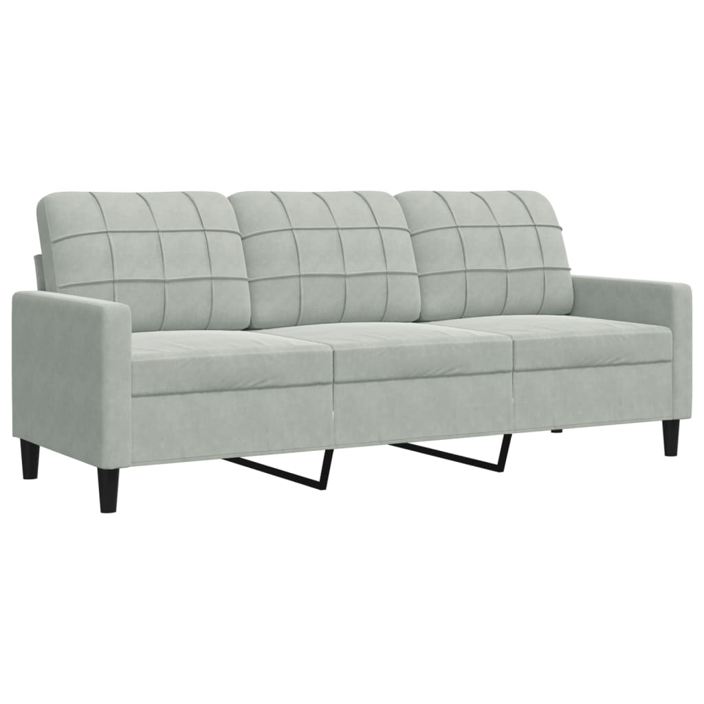 2 Pcs conjunto sofás com almofadões e rolos veludo cinza-claro