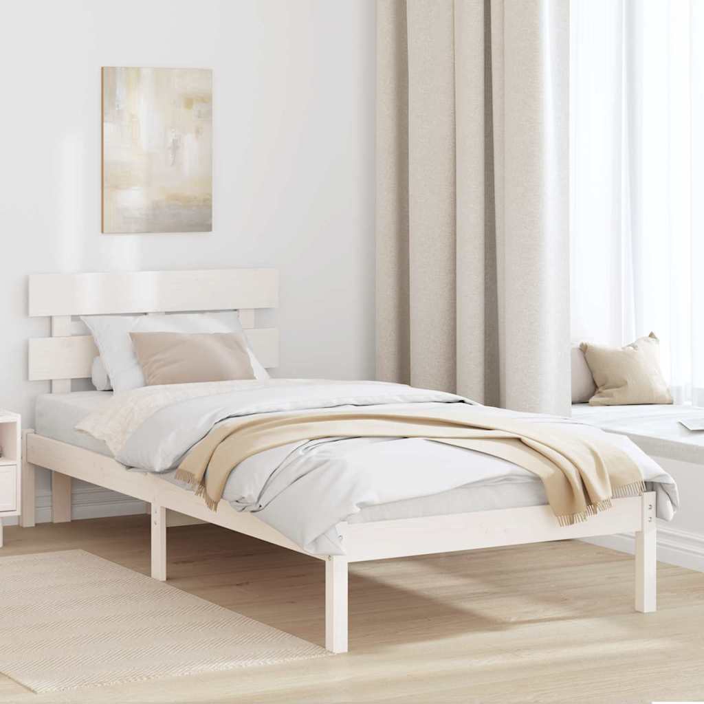 Estrutura da cama branco 100 x 200 cm madeira de pinho maciça