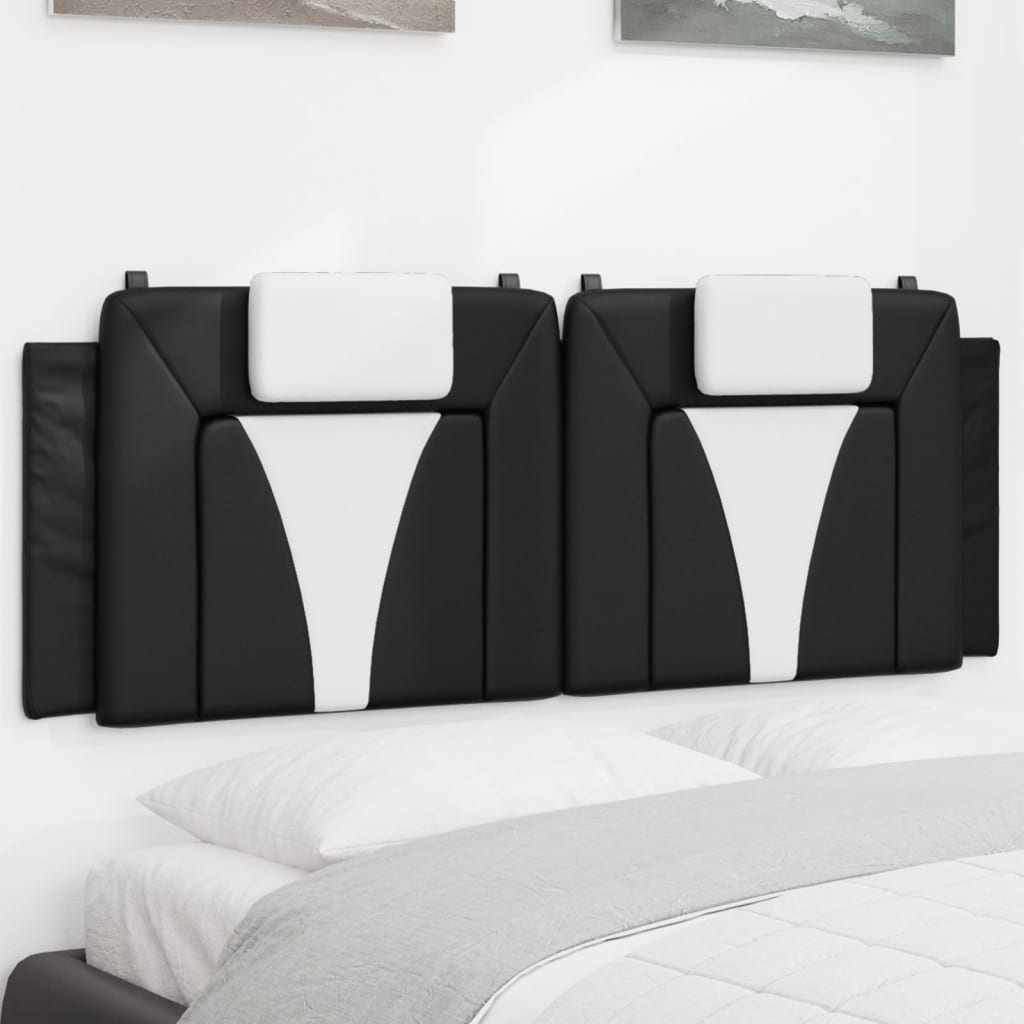 Almofadão de cabeceira viana 140 cm couro artificial preto e branco