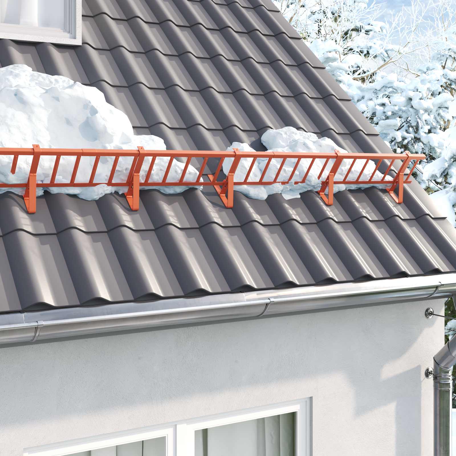 Suporte para proteção de neve vermelho 29,5 x 3 x 34,5 cm aço
