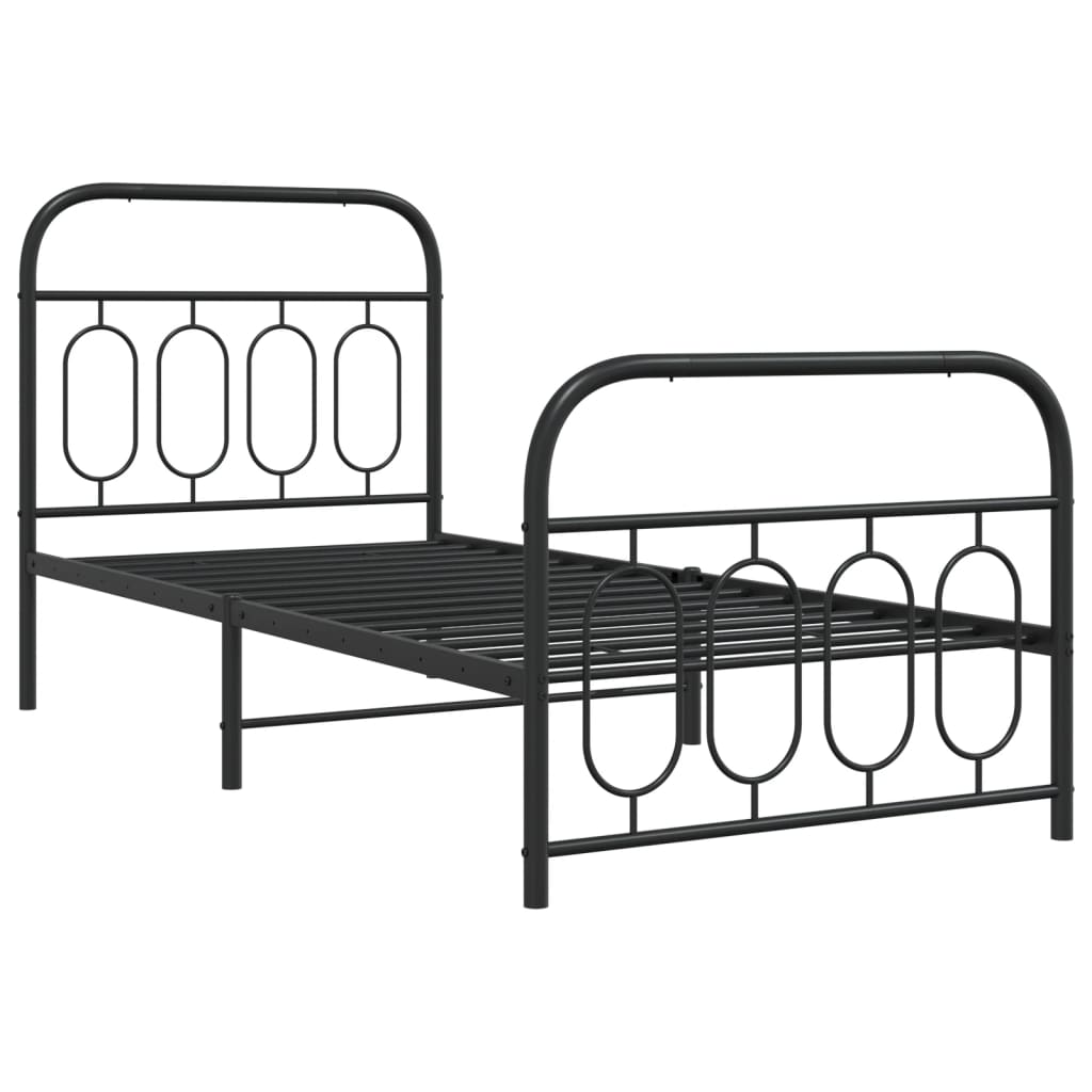 Estrutura de cama com cabeceira e pés 80x200 cm metal preto