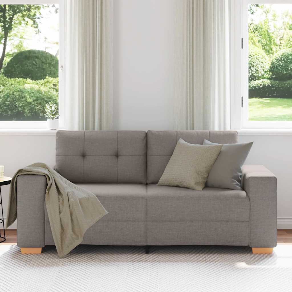 Sofá de dois lugares na cor taupe, 180x77x82 cm, em tecido