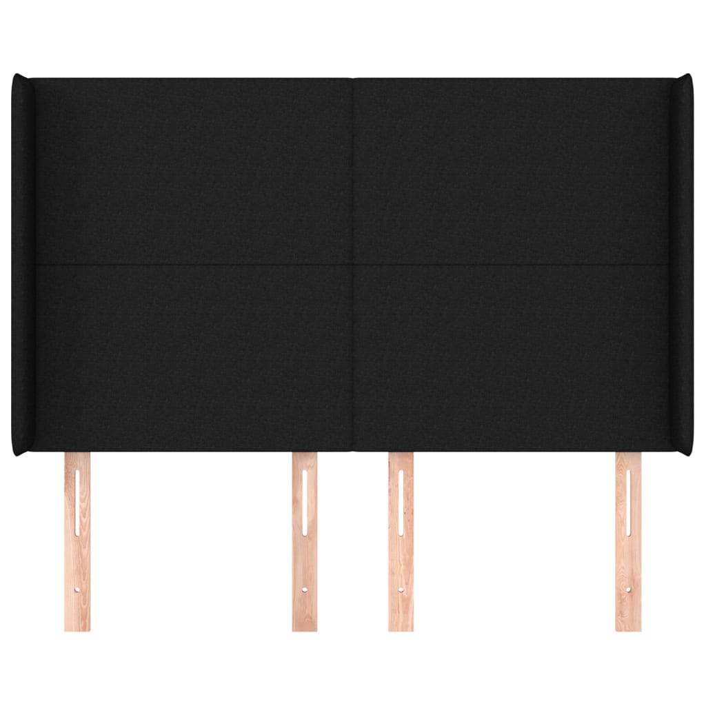 Cabeceira de cama c/ abas tecido 147x16x118/128 cm preto