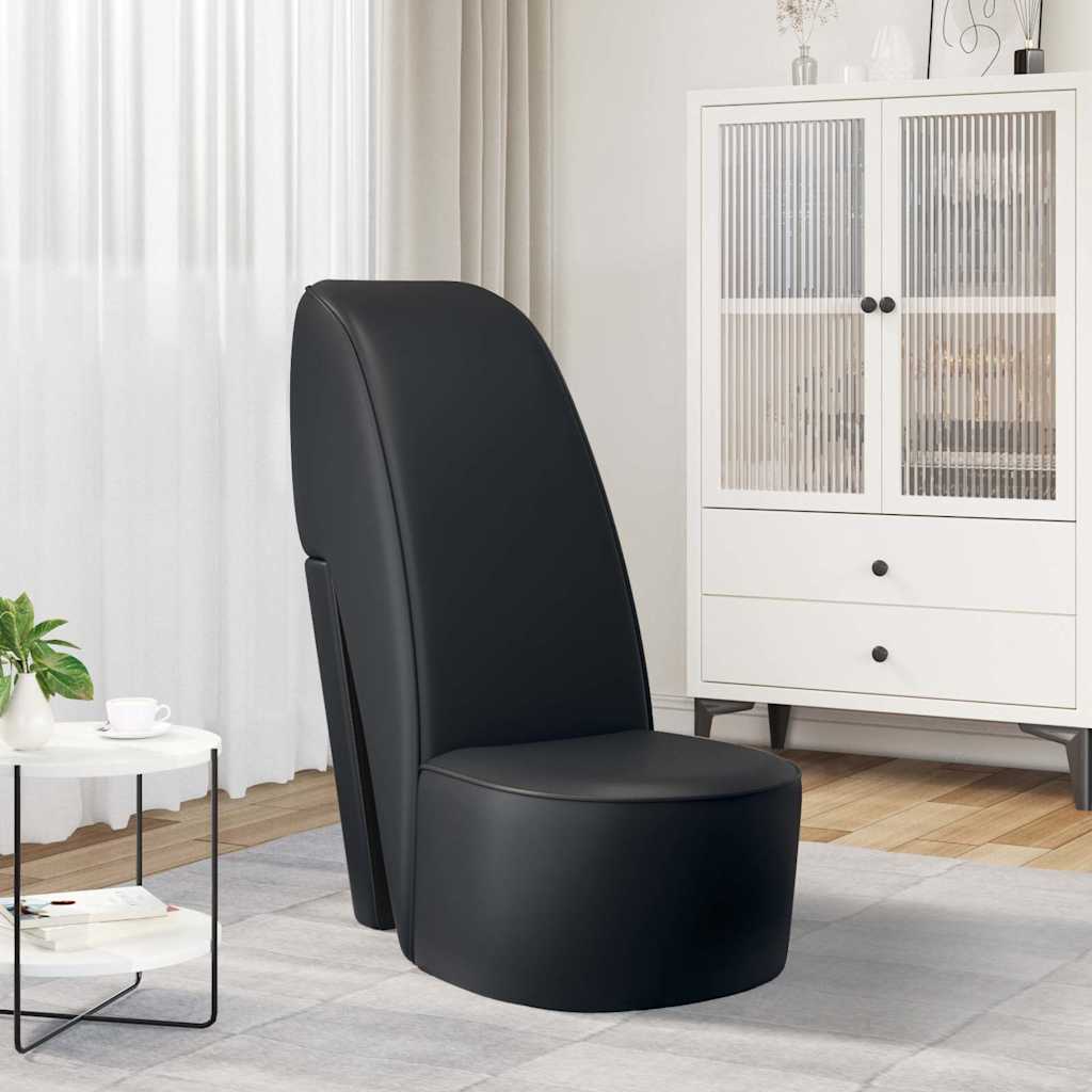 Cadeira estilo sapato de salto alto couro artificial preto