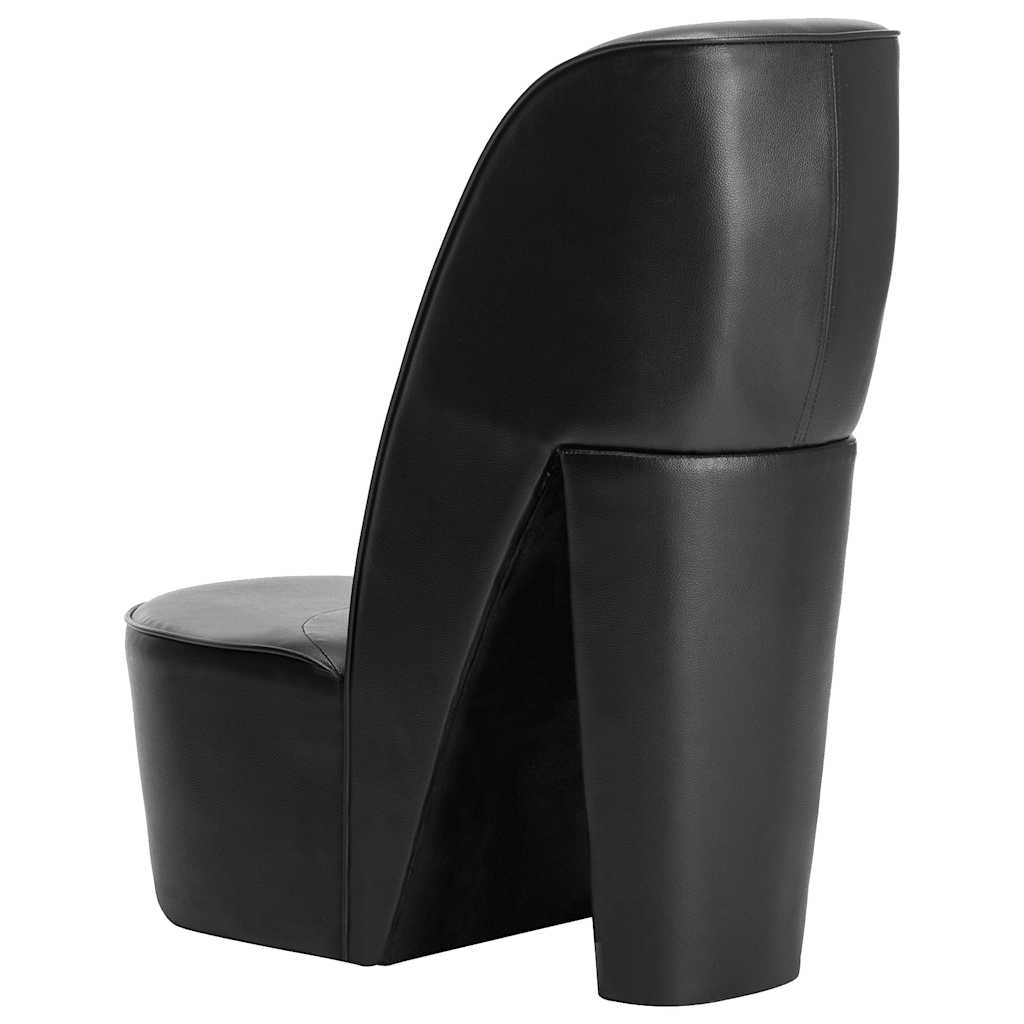 Cadeira estilo sapato de salto alto couro artificial preto