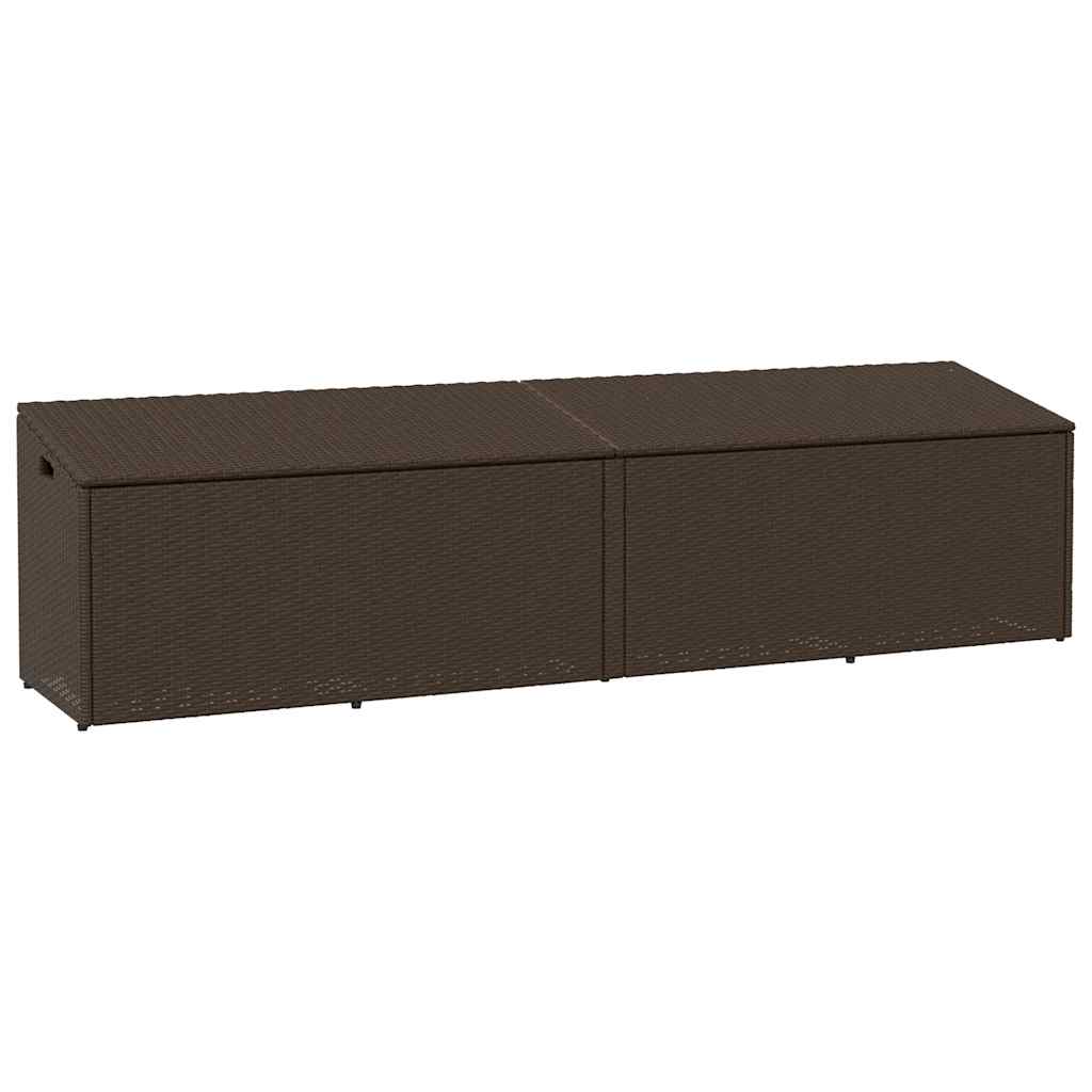 Caixa de arrumação para jardim 220x50x58 cm vime PE castanho