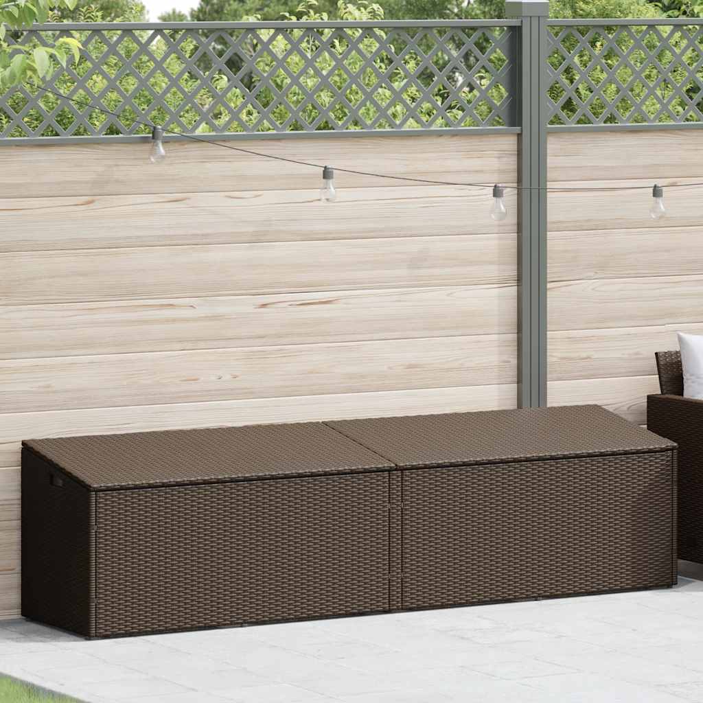 Caixa de arrumação para jardim 220x50x58 cm vime PE castanho