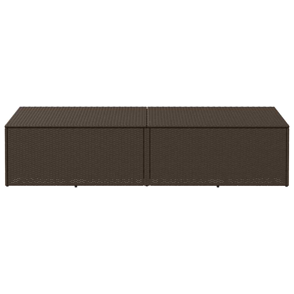Caixa de arrumação para jardim 220x50x58 cm vime PE castanho