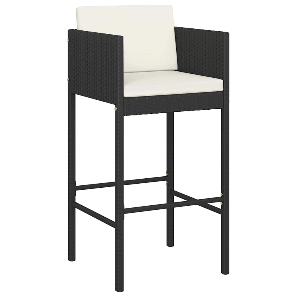 5 Pcs conjunto de bar p/ jardim c/ almofadões vime PE preto