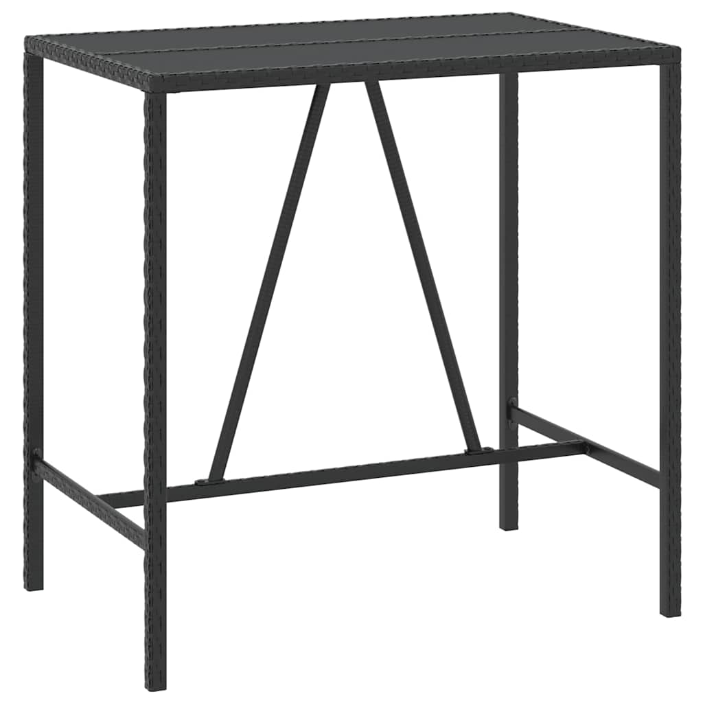 5 Pcs conjunto de bar p/ jardim c/ almofadões vime PE preto