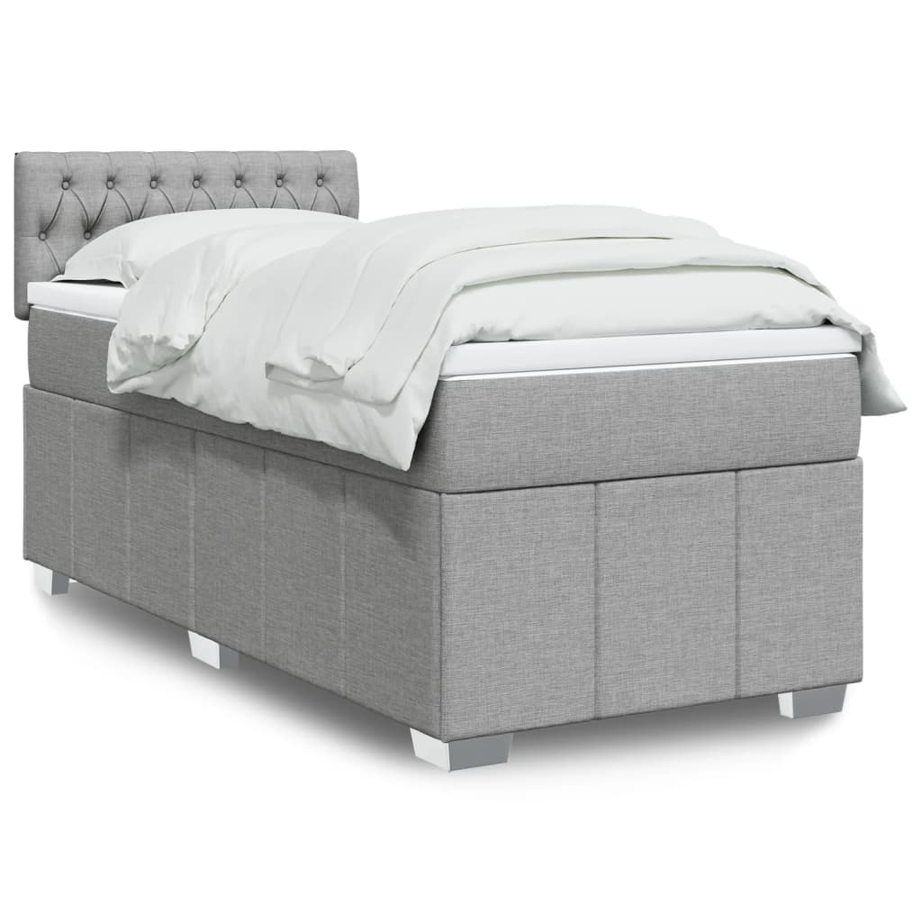 Cama com molas/colchão 90x200 cm tecido cinza-claro
