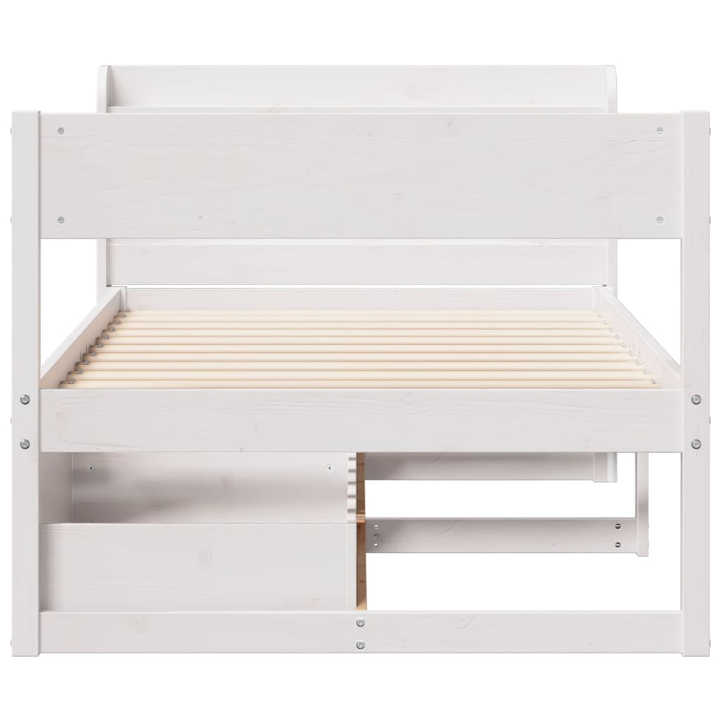 Cama sem colchão 75x190 cm madeira de pinho maciça branco