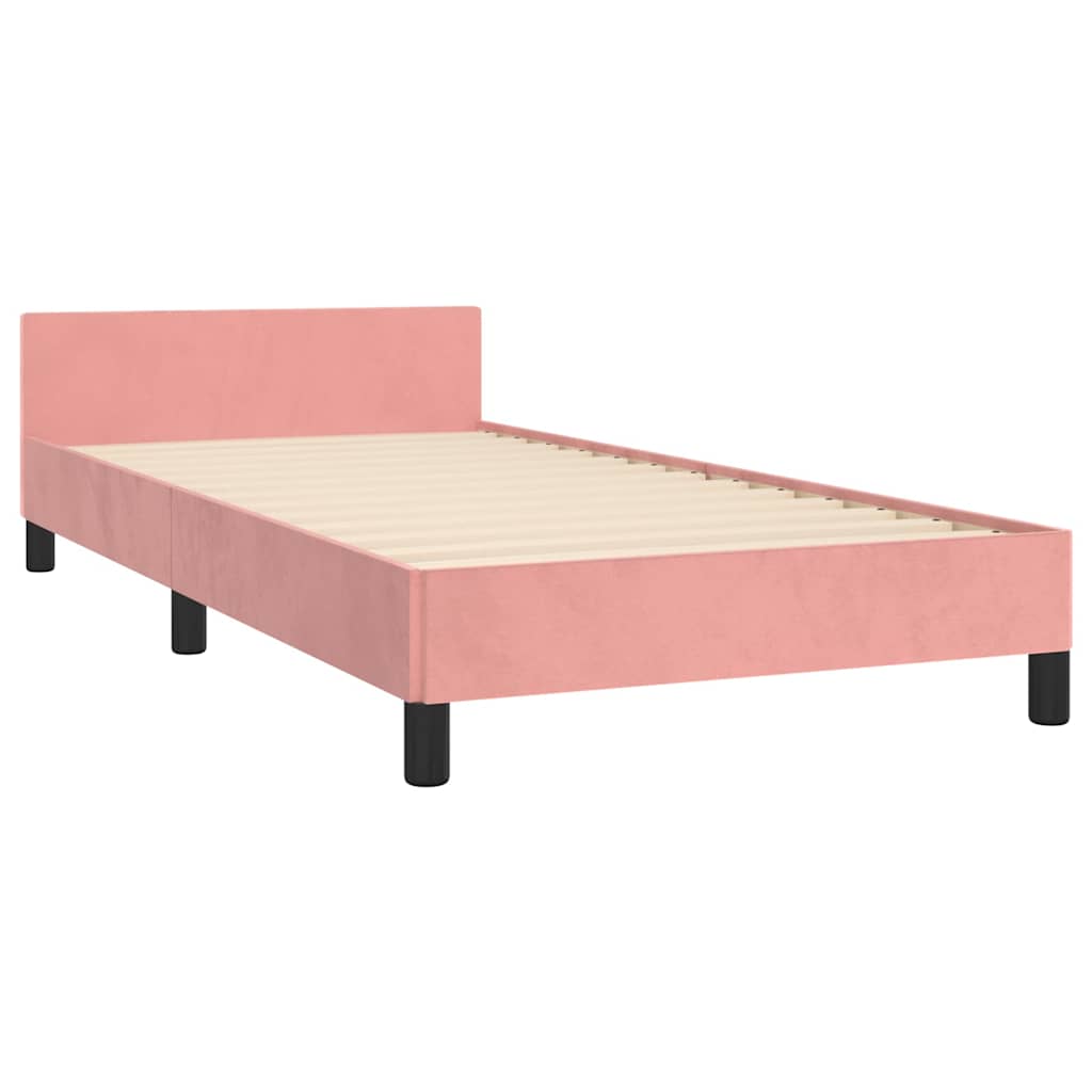 Estrutura cama c/ cabeceira sem colchão 80x200 cm veludo rosa