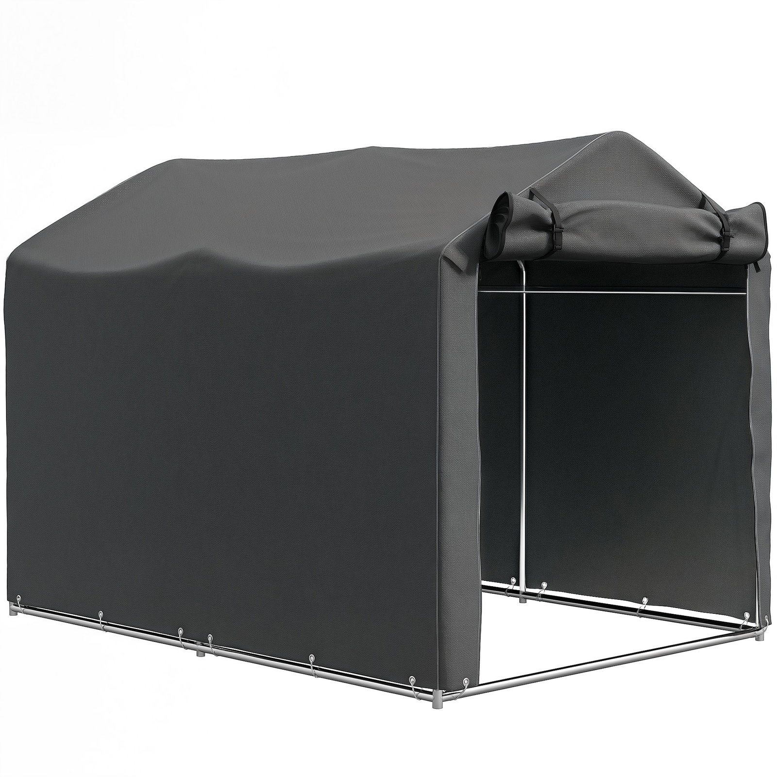 Abrigo de exterior para ferramentas e bicicletas 2,2x1,57x1,65 m com porta desmontável com fecho de correr cinzento escuro