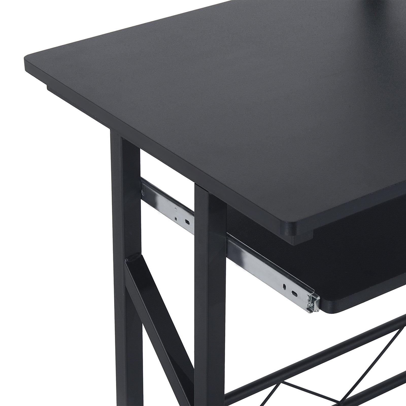 Mesa de computador com 1 gaveta bandeja para teclado e suporte para cpu para escritório estúdio 90x50x95 cm preto