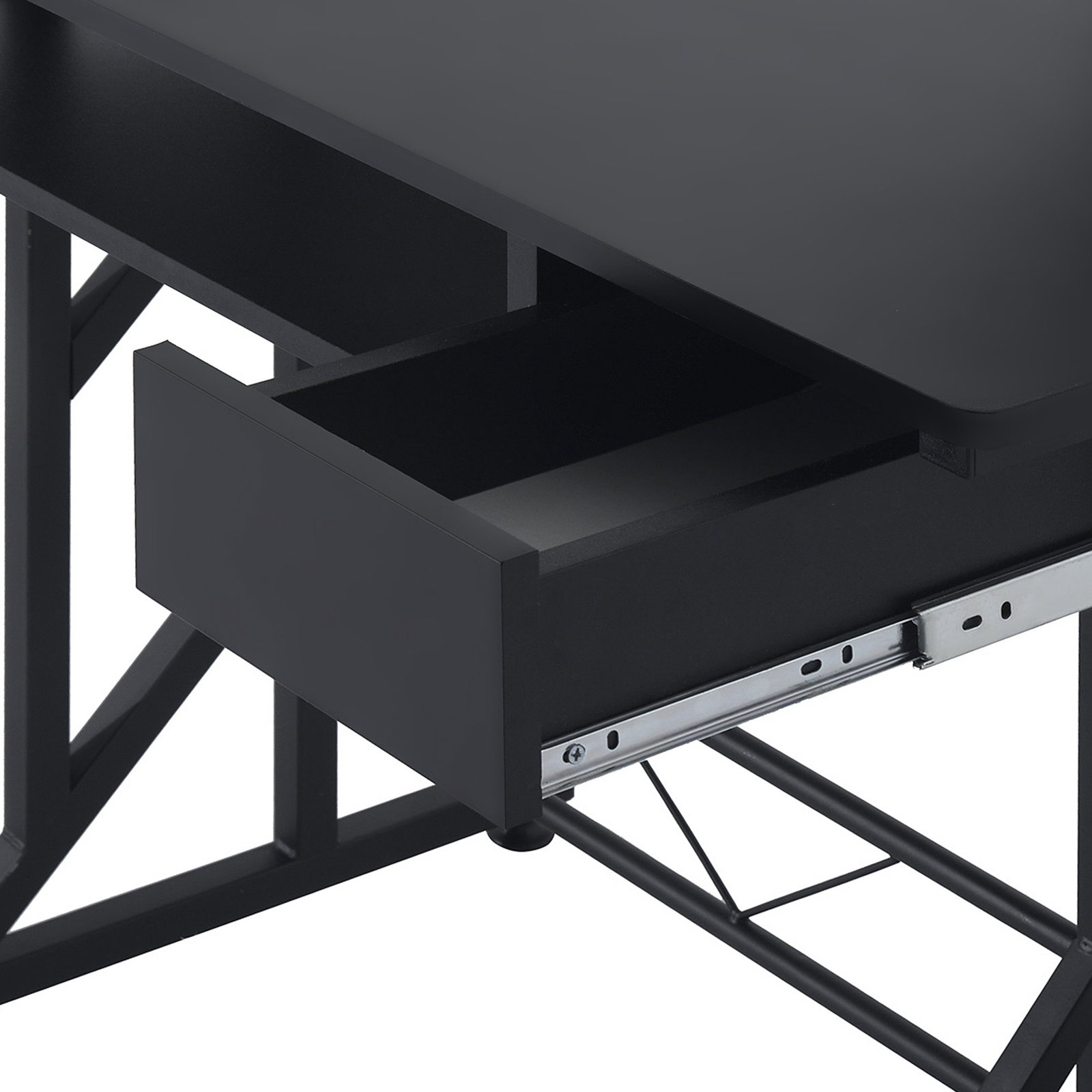 Mesa de computador com 1 gaveta bandeja para teclado e suporte para cpu para escritório estúdio 90x50x95 cm preto