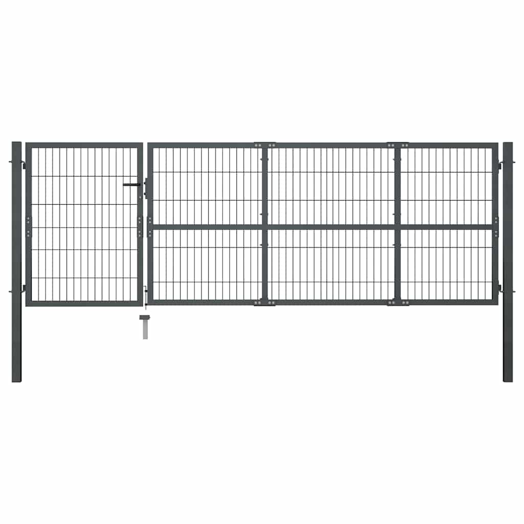 Portão de jardim com postes em aço 350x100 cm antracite.