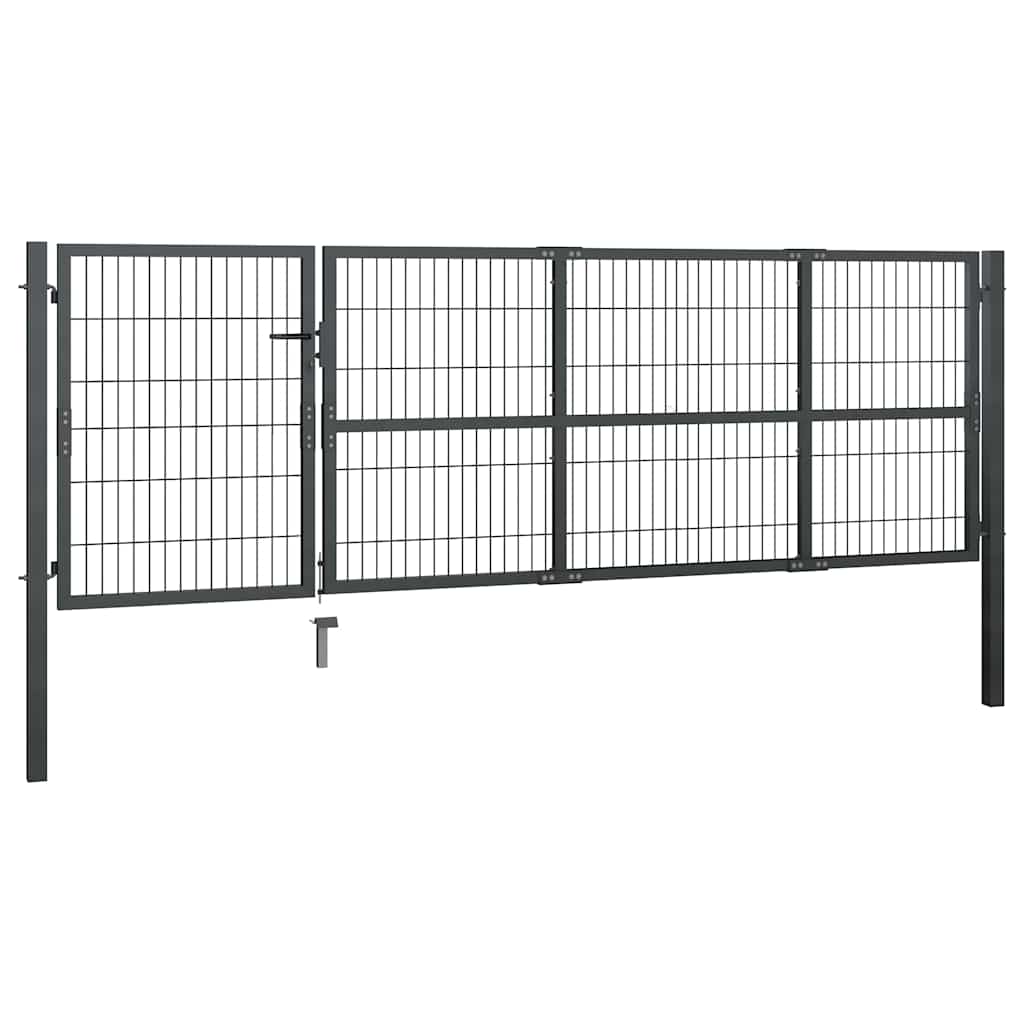 Portão de jardim com postes em aço 350x100 cm antracite.
