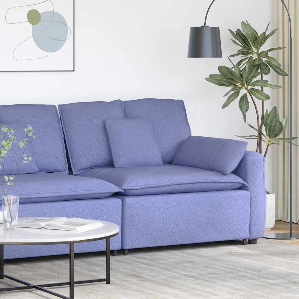 Módulo de extremidade de apoio de braço para sofá modular com almofadas, azul jeans, 100 cm