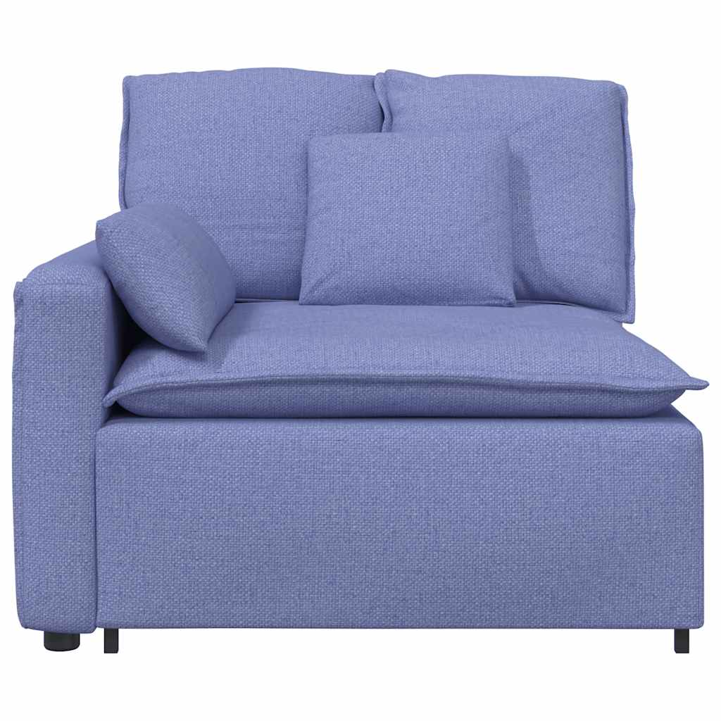 Módulo de extremidade de apoio de braço para sofá modular com almofadas, azul jeans, 100 cm