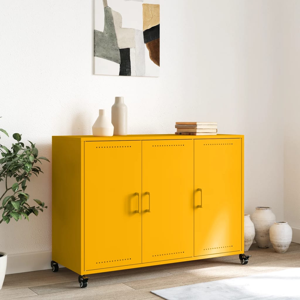 Aparador 100,5x39x72 cm aço amarelo mostarda