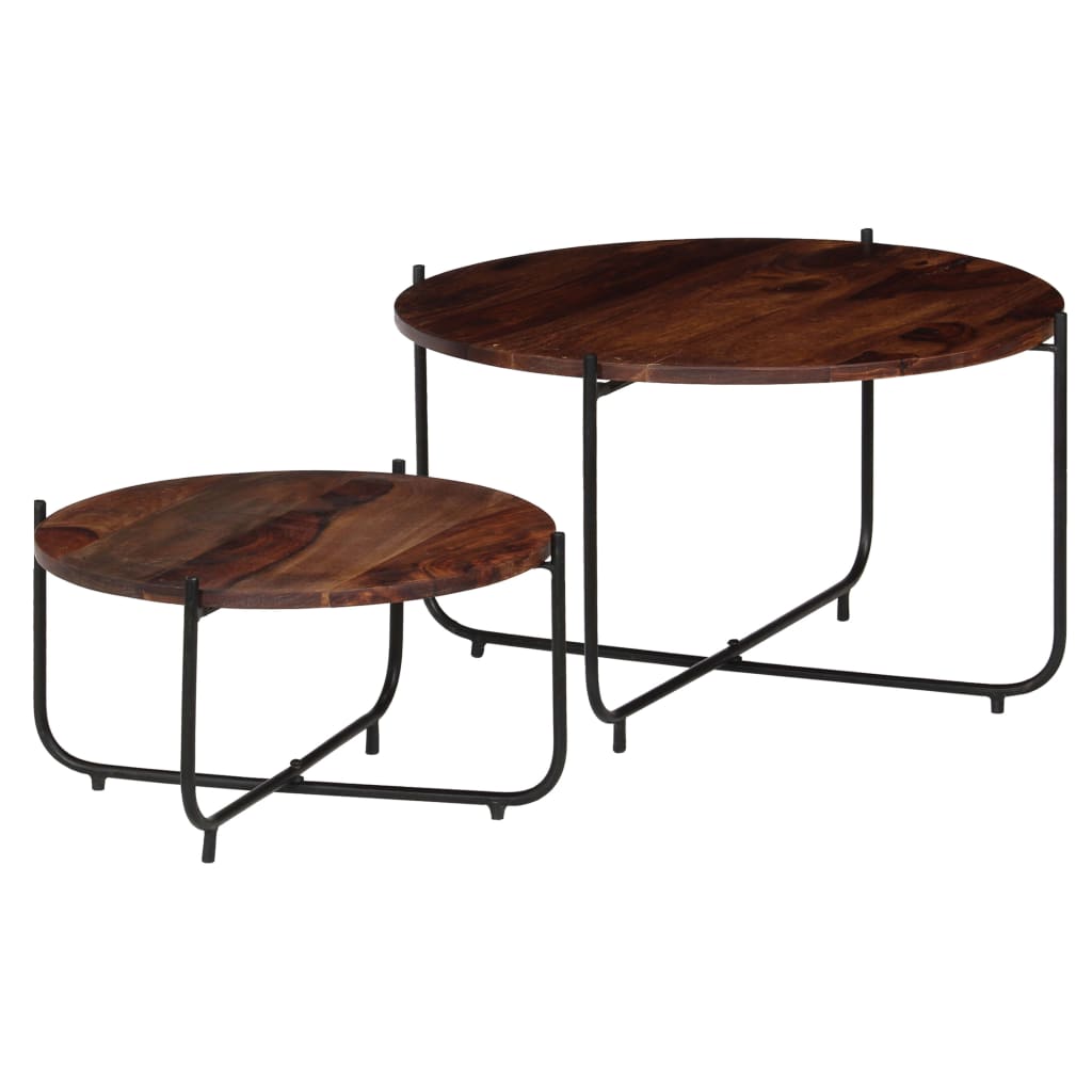 Conj. mesas de centro 2 pcs madeira de acácia maciça 60x35 cm
