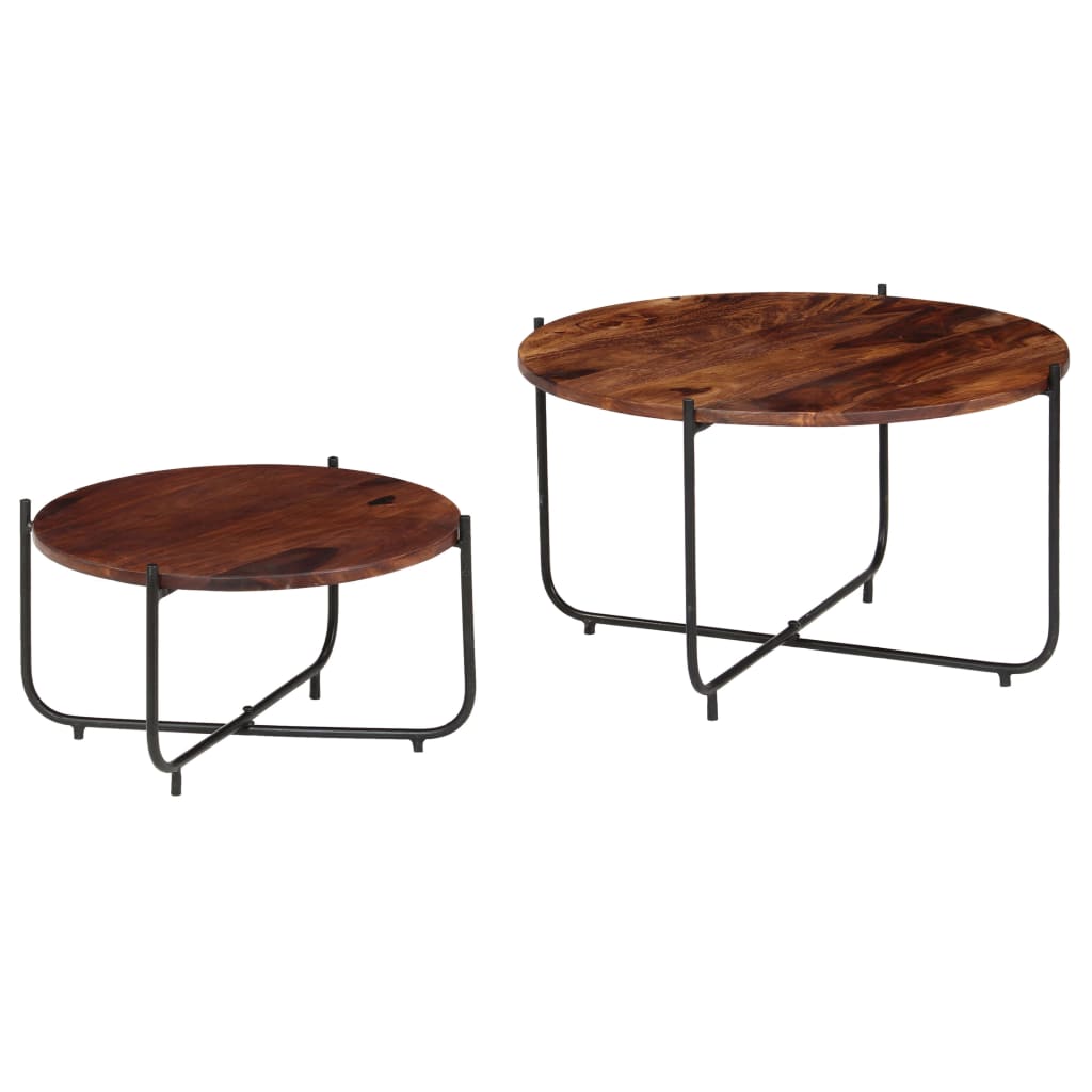Conj. mesas de centro 2 pcs madeira de acácia maciça 60x35 cm