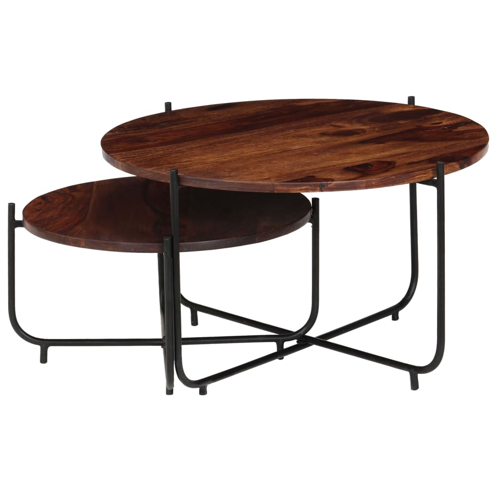Conj. mesas de centro 2 pcs madeira de acácia maciça 60x35 cm