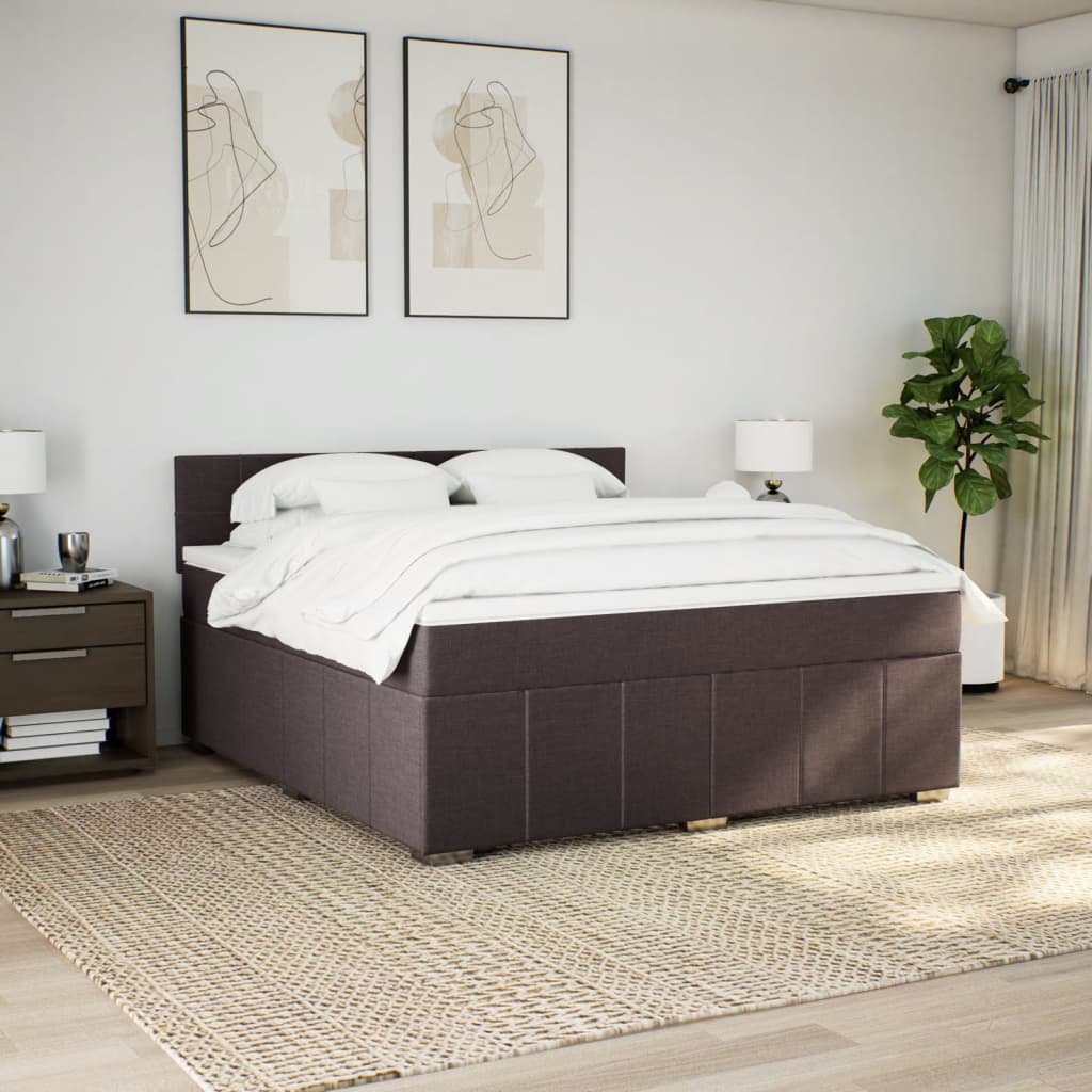 Cama com molas/colchão 180x200 cm tecido castanho-escuro