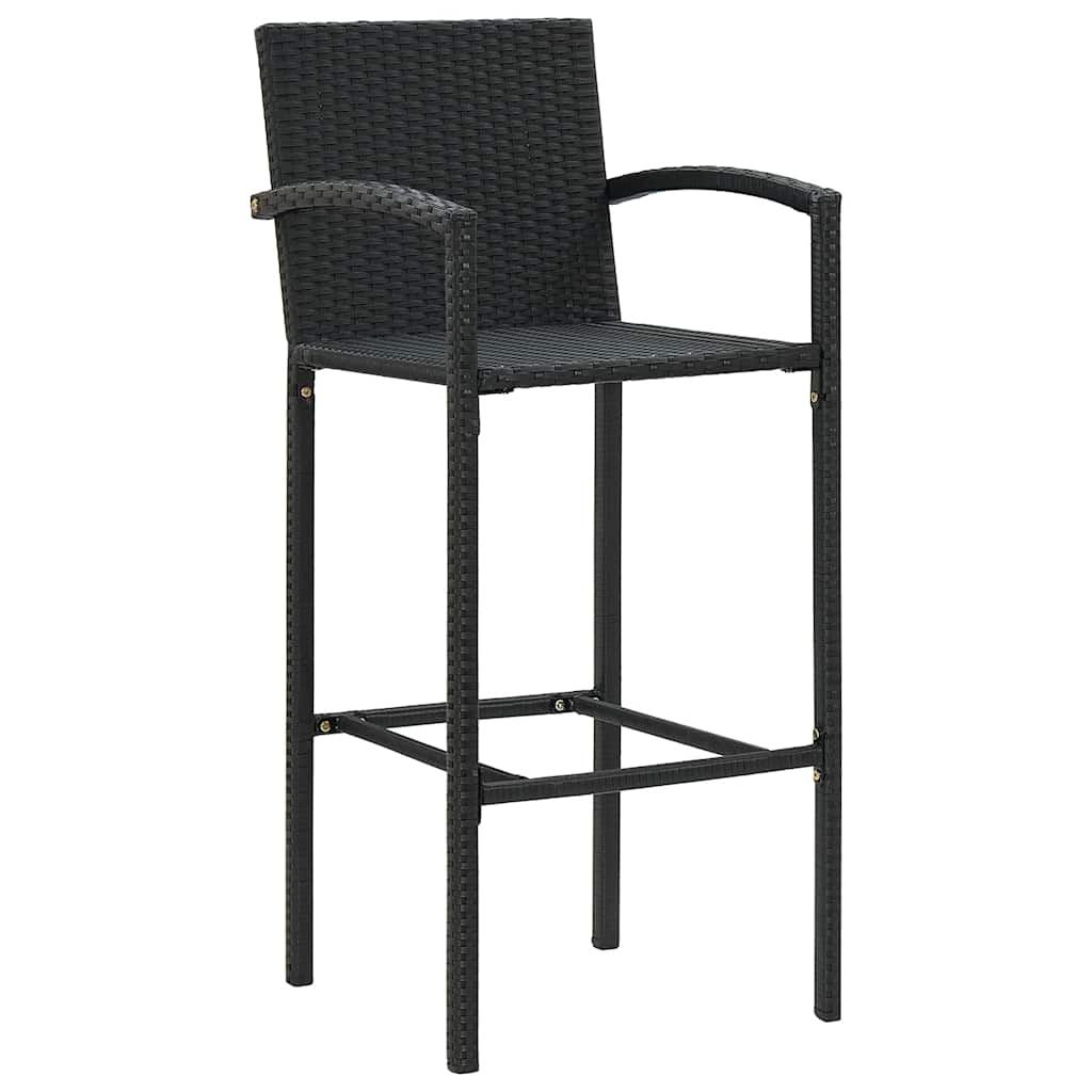 5 Pcs conjunto de bar para jardim vime PE/acácia maciça preto
