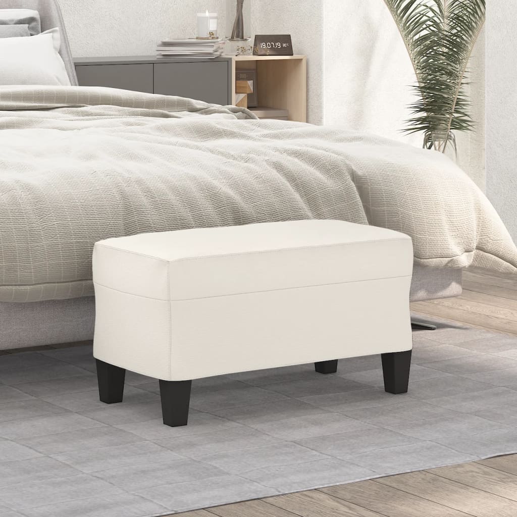 Banco 70x35x41 cm couro artificial cor creme