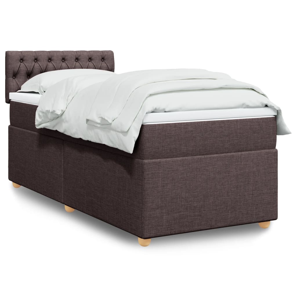 Cama com molas/colchão 90x190 cm tecido castanho-escuro