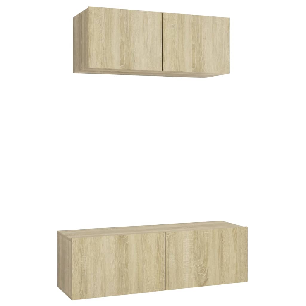 2 Pcs conjunto de móveis TV derivados madeira carvalho sonoma