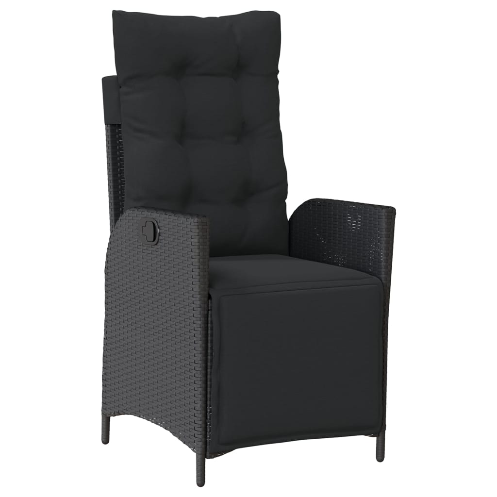 7 Pcs conjunto de jantar p/ jardim c/ almofadões vime PE preto
