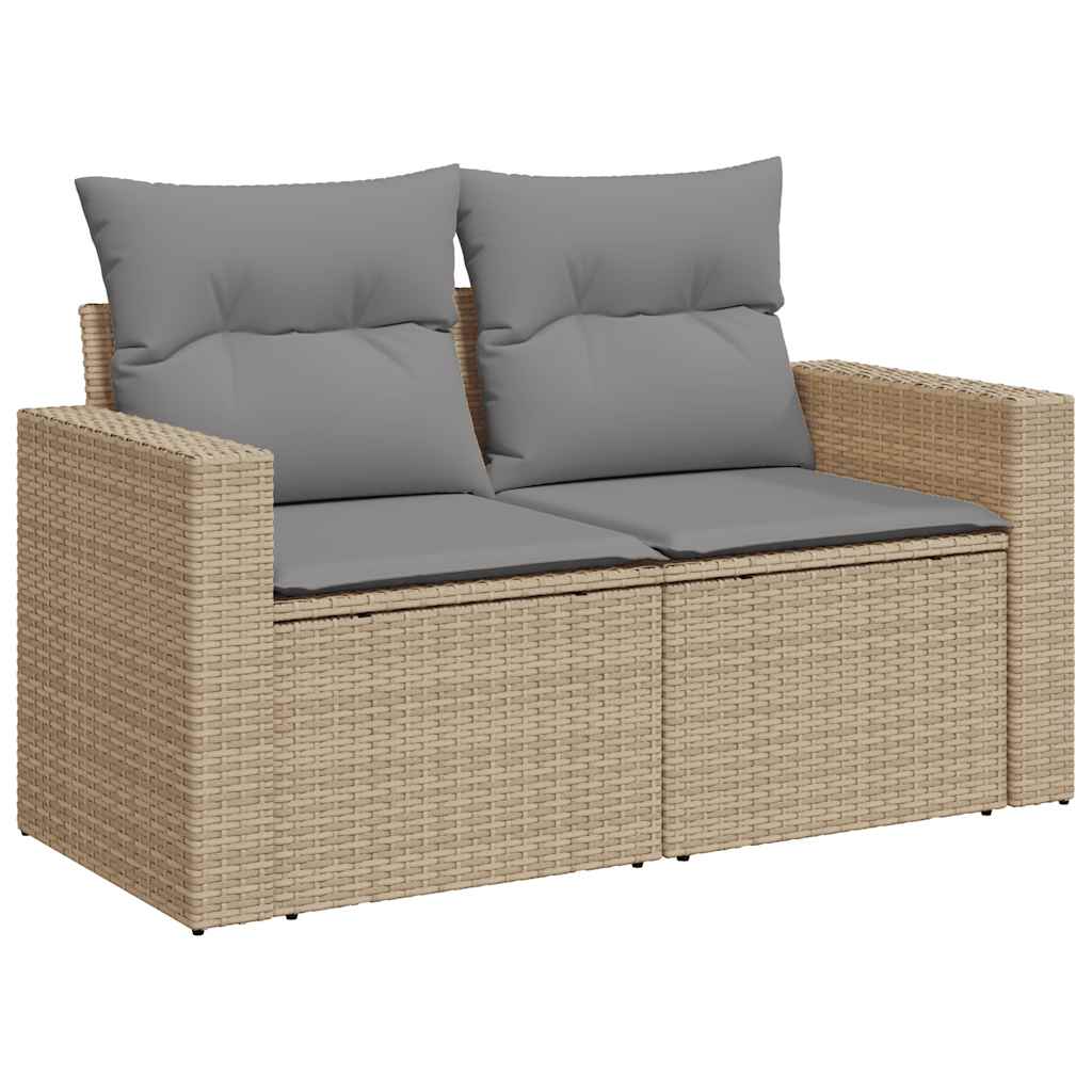 6 Pcs conjunto de sofás p/ jardim com almofadões vime PE bege