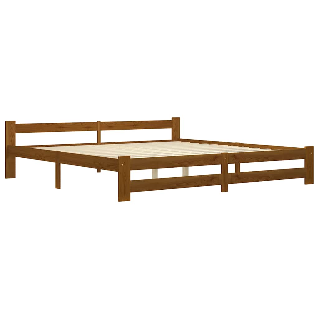 Estrutura de cama 200x200 cm pinho maciço castanho mel