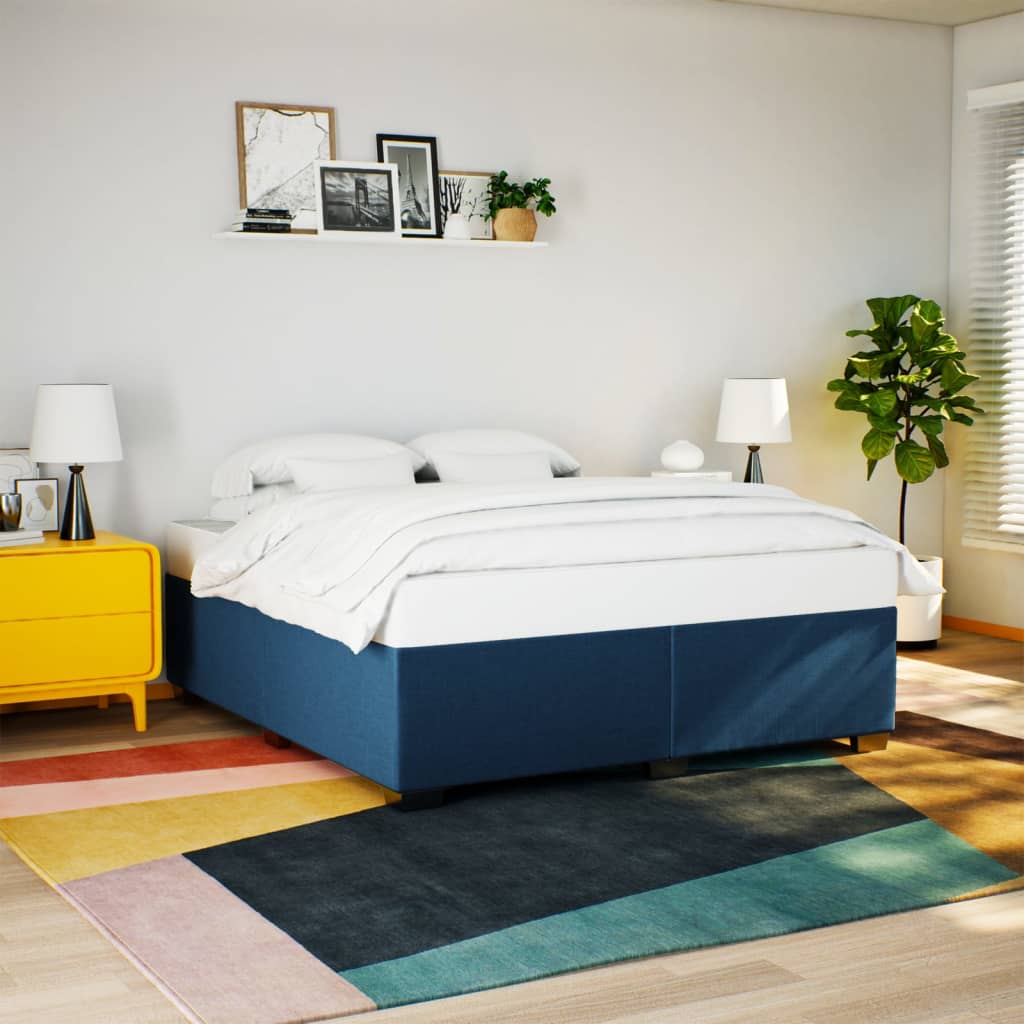 Cama com molas/colchão 180x200 cm tecido azul