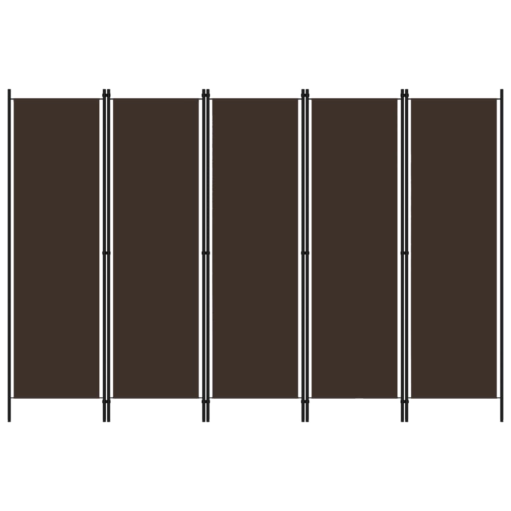 Divisão de quarto com 5 painéis 250x180 cm castanho