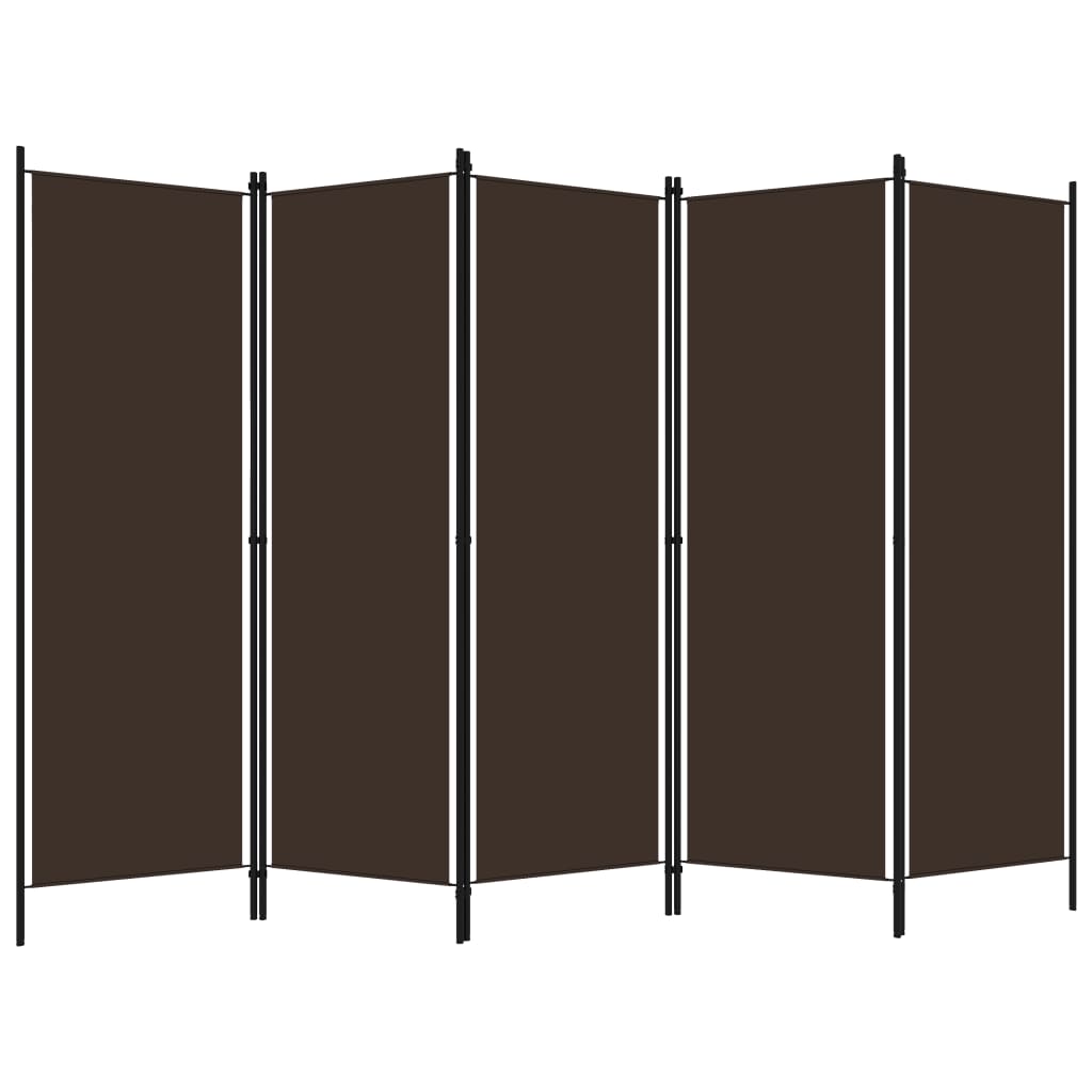 Divisão de quarto com 5 painéis 250x180 cm castanho