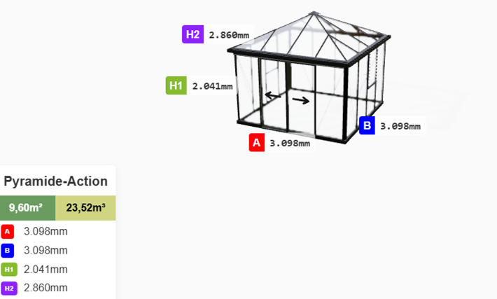 Estufa de Vidro Pyramid – 9,6 a 14,7 m²