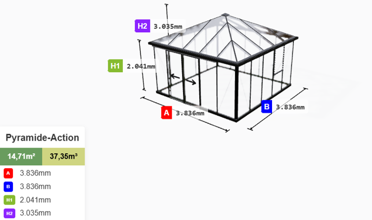 Estufa de Vidro Pyramid – 9,6 a 14,7 m²