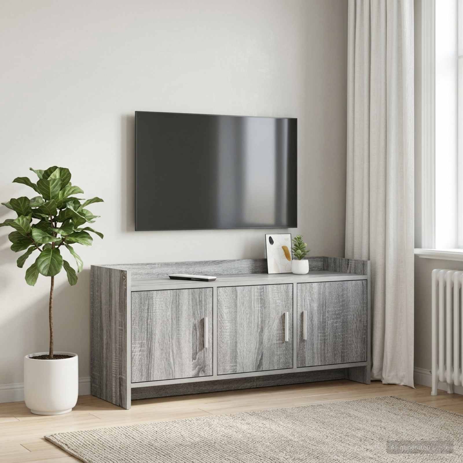 Gabinete para TV 102 x 33 x 47 cm sonoma cinzento
