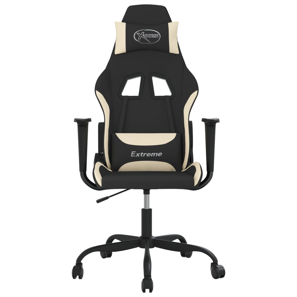 Cadeira gaming de massagens tecido preto e creme